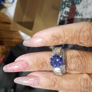 AUTHENTIC GENUINE SOLID 10K YELLOW GOLD CZ OVER STERLING SILVER TANZANITE RING 5